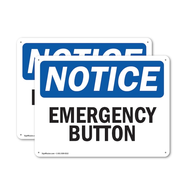 Signmission Emergency Button, 14 in W x Rectangle, Plastic OS-2PACK-NS-P-1014-L-11774 - main